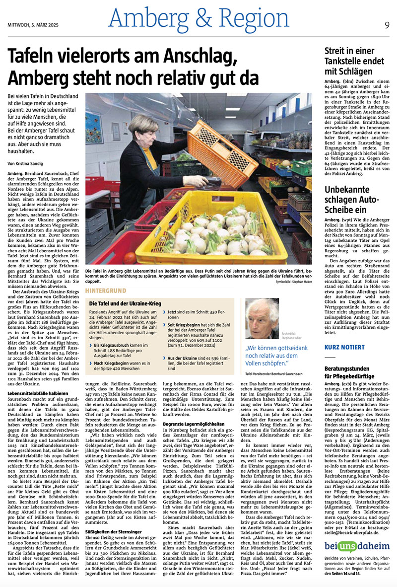 Tafeln vielerorts am Anschlag, Amberg steht noch relativ gut da